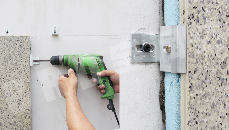 寶潤達(dá)保溫一體板施工步驟-粘貼錨固